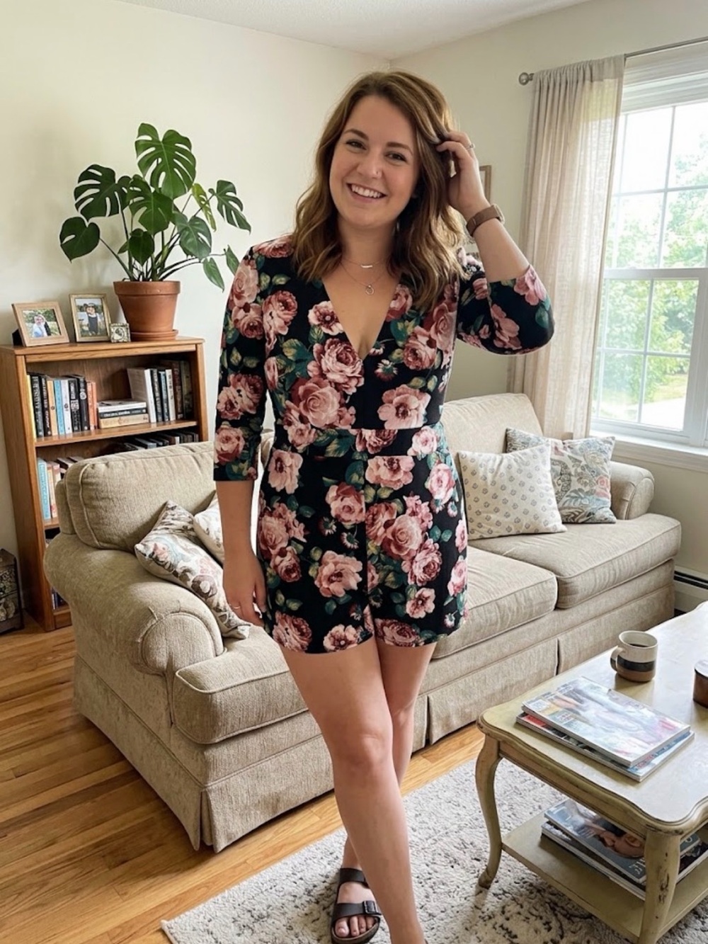 Charlotte Russe floral romper black size L